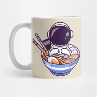 Cute Astronaut In Bowl Of Ramen Noodle Cartoon Mug
